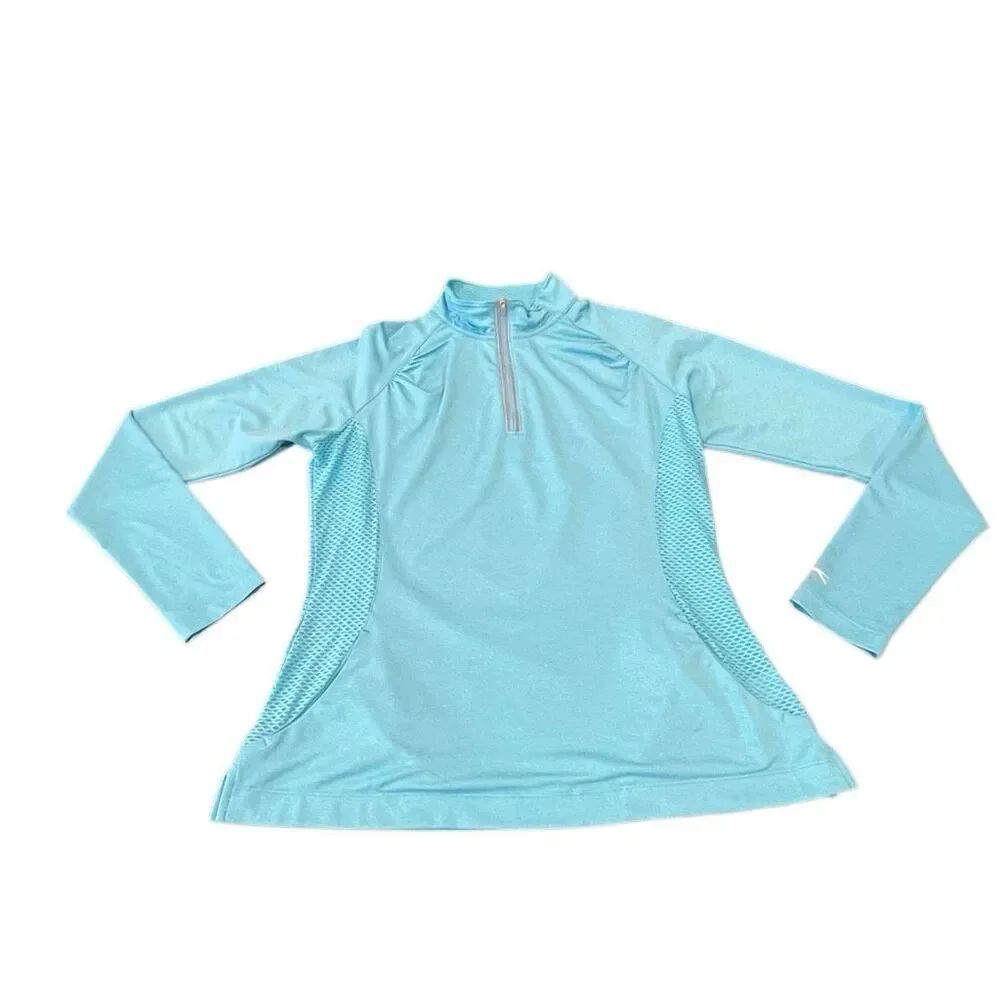 Slazenger Women's Long-Sleeve Quarter-Zip Pullover Golf Top Aqua Blue Size Large
